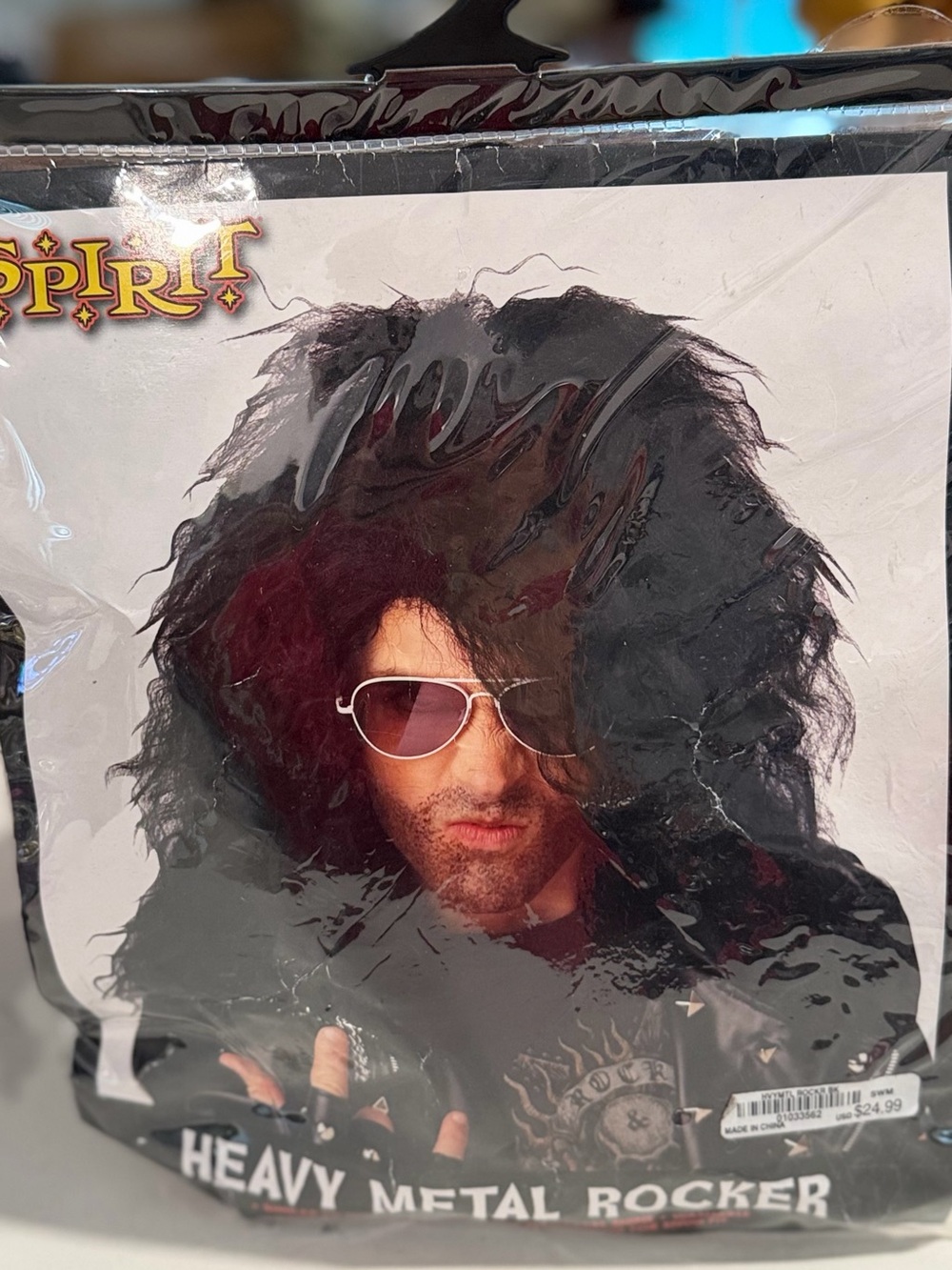 Heavy Metal Rocker Wig in Black with Red Tint